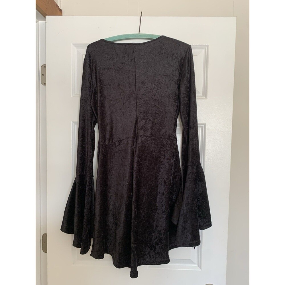 Lip Service LA Vintage Y2K 90S Witchy, Bell Sleeve, Crushed Velvet Dress Sz M - Picture 2 of 5